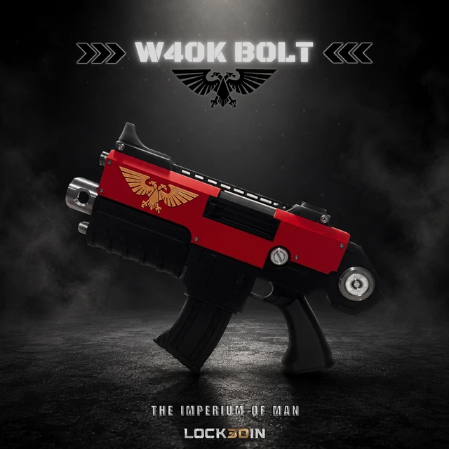 Warhammer 40K Boltgun replica in red and black